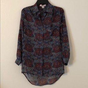 Band of Gypsies Sheer Roll Tab Sleeve Top